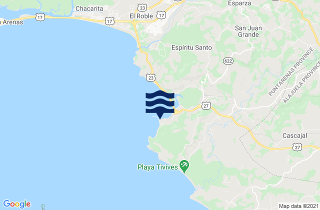 Mappa delle maree di Puerto de Caldera, Costa Rica