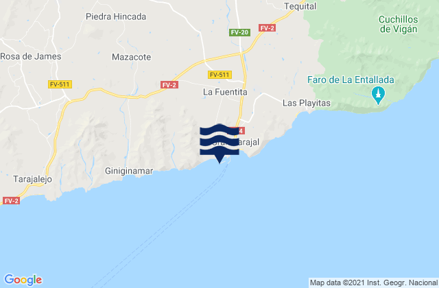 Mappa delle maree di Puerto de Gran Tarajal, Spain