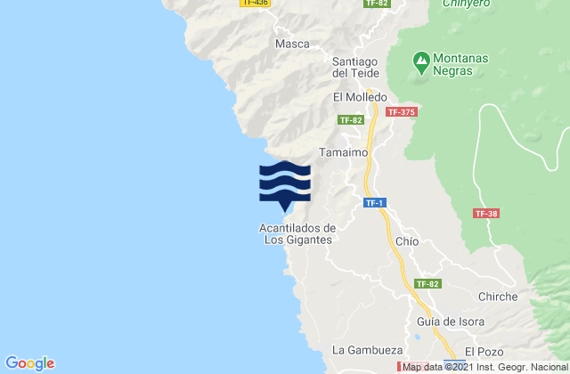 Mappa delle maree di Puerto de Los Gigantes, Spain