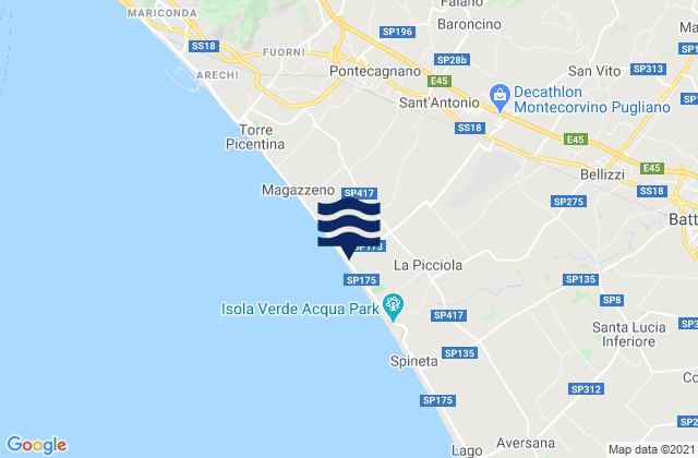 Mappa delle maree di Pugliano, Italy