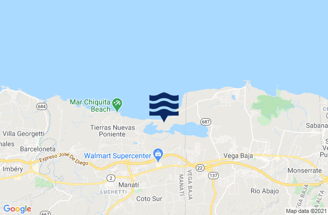 Mappa delle maree di Pugnado Adentro Barrio, Puerto Rico