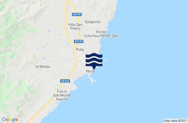 Mappa delle maree di Pula, Italy