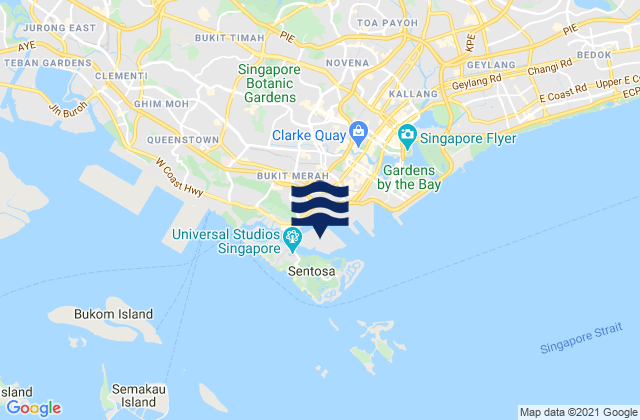 Mappa delle maree di Pulau Brani, Singapore