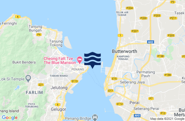 Mappa delle maree di Pulau Pinang, Malaysia