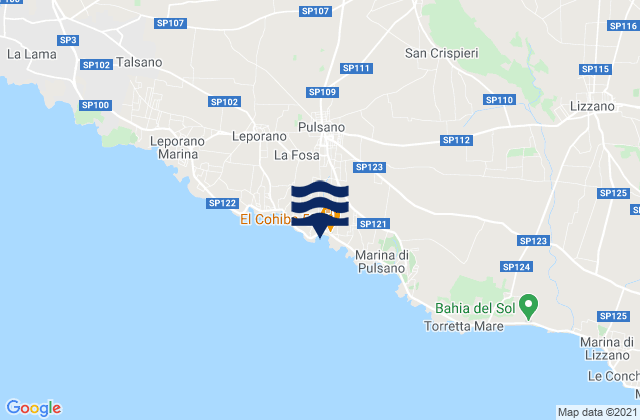 Mappa delle maree di Pulsano, Italy