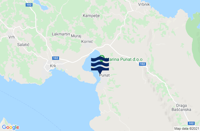Mappa delle maree di Punat, Croatia