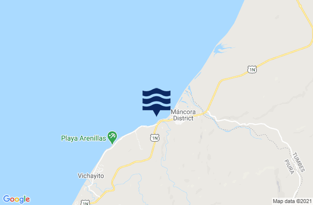 Mappa delle maree di Punta Ballenas, Peru