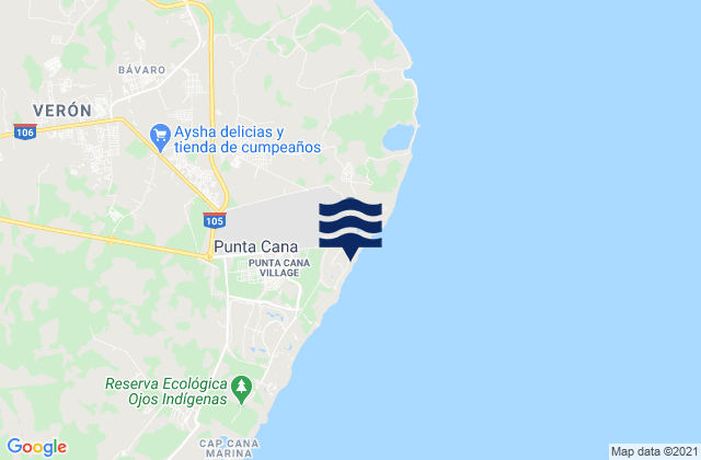 Mappa delle maree di Punta Cana, Dominican Republic