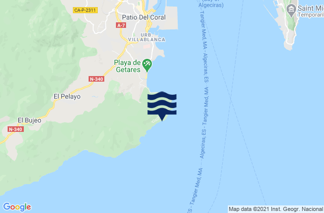 Mappa delle maree di Punta Carnero, Spain