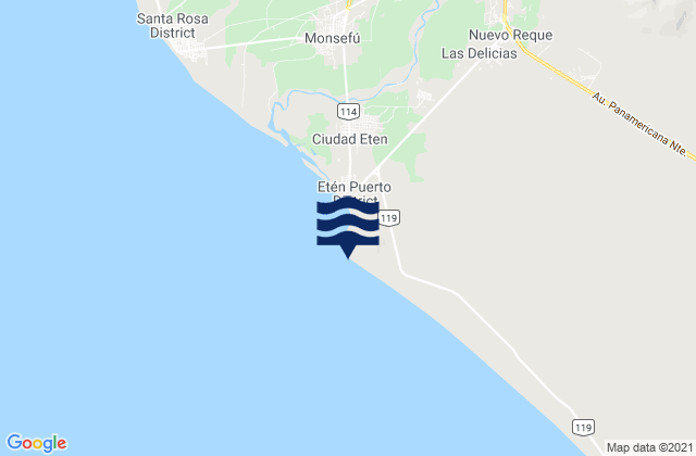Mappa delle maree di Punta Eten, Peru