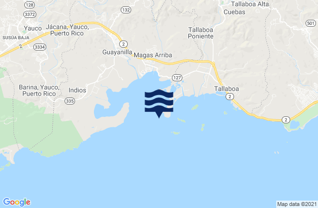 Mappa delle maree di Punta Guayanilla, Puerto Rico