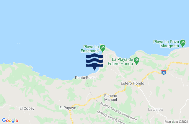 Mappa delle maree di Punta Paraiso, Dominican Republic