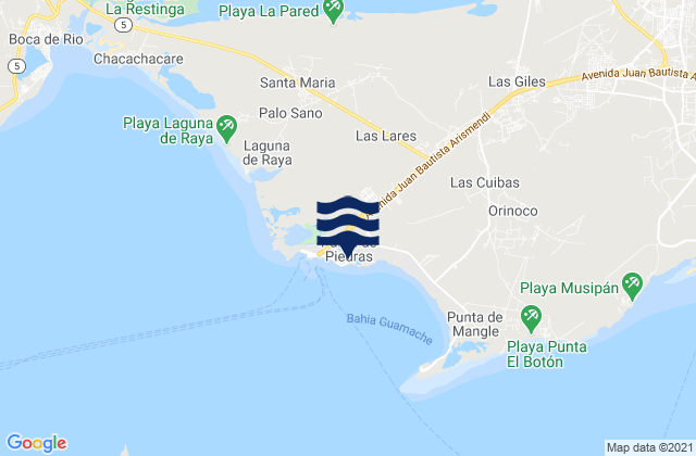 Mappa delle maree di Punta Piedras, Venezuela