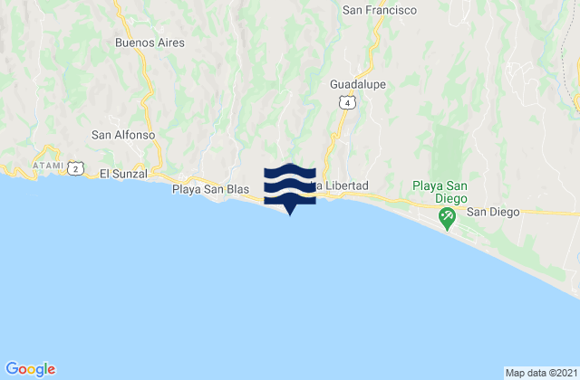 Mappa delle maree di Punta Roca, El Salvador