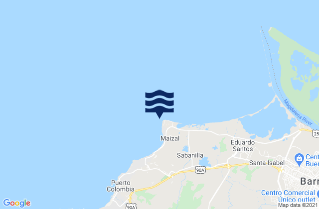 Mappa delle maree di Punta Roca, Colombia