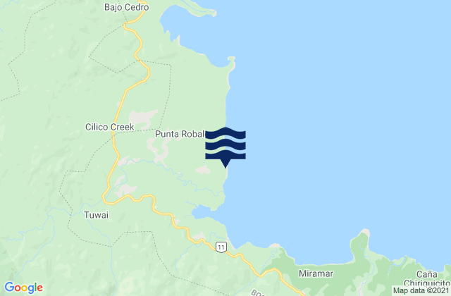 Mappa delle maree di Punta Róbalo, Panama