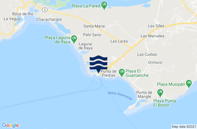 Mappa delle maree di Punta de Piedras, Venezuela