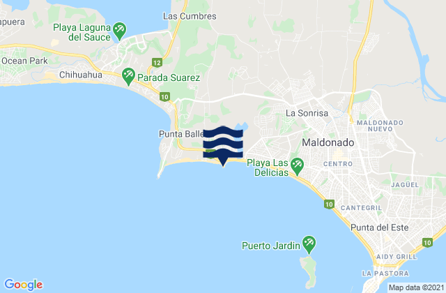 Mappa delle maree di Punta del Chileno, Brazil