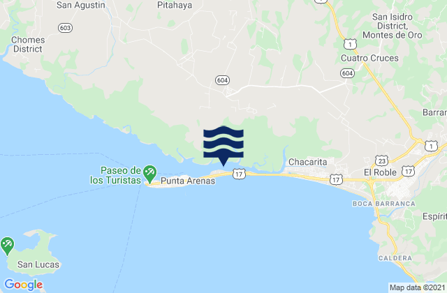 Mappa delle maree di Puntarenas, Costa Rica