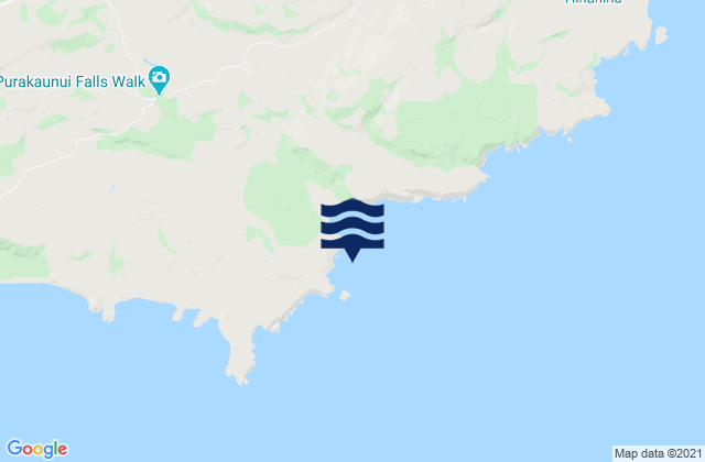 Mappa delle maree di Purakaunui Bay, New Zealand