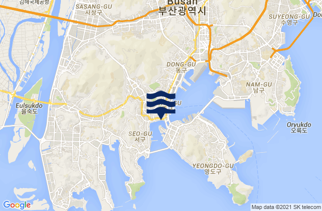 Mappa delle maree di Pusan, South Korea