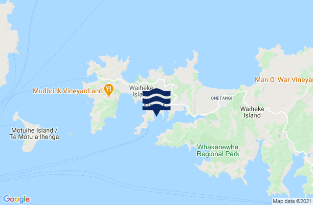 Mappa delle maree di Putiki Bay, New Zealand