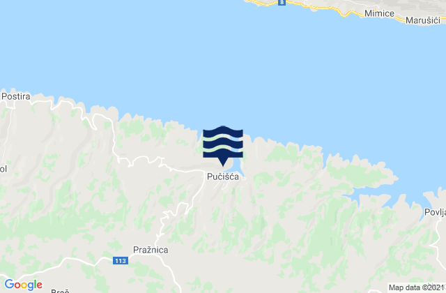 Mappa delle maree di Pučišća, Croatia