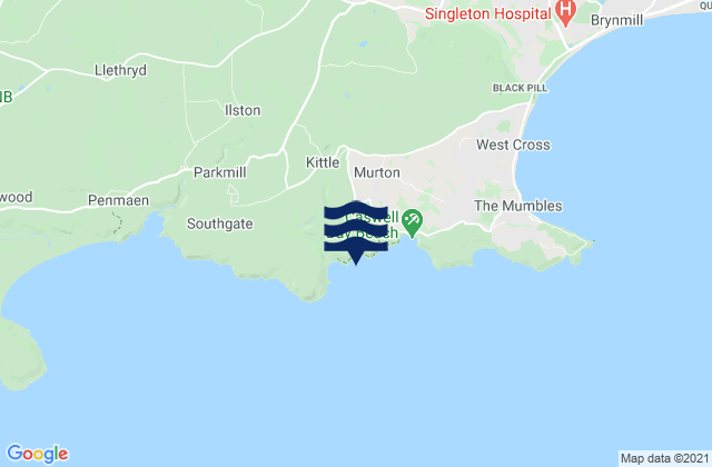 Mappa delle maree di Pwlldu Point, United Kingdom
