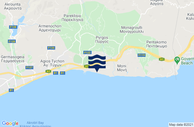 Mappa delle maree di Pyrgos, Cyprus