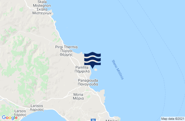 Mappa delle maree di Pámfila, Greece