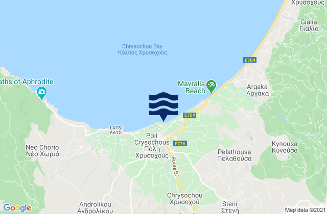Mappa delle maree di Páno Akourdáleia, Cyprus