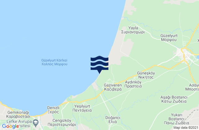 Mappa delle maree di Páno Koutrafás, Cyprus