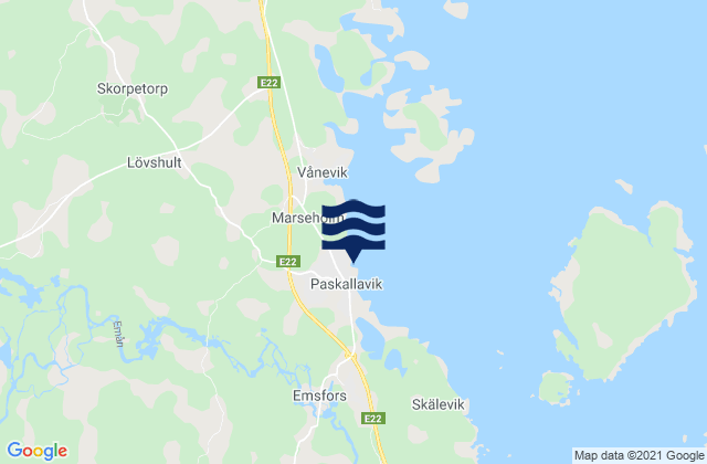 Mappa delle maree di Påskallavik, Sweden