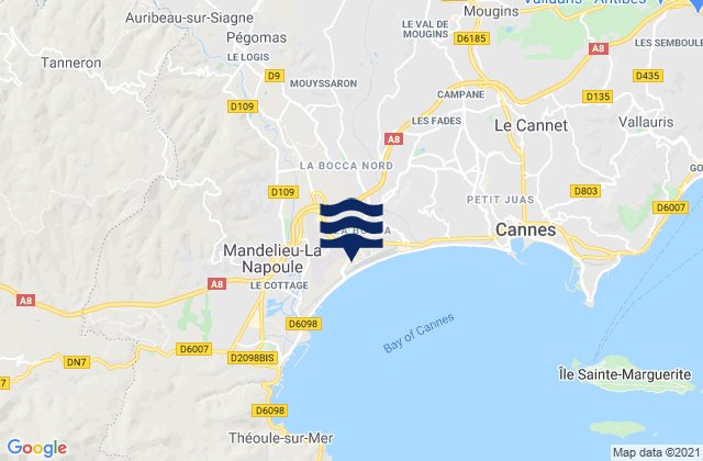 Mappa delle maree di Pégomas, France