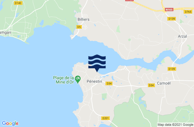 Mappa delle maree di Pénestin, France