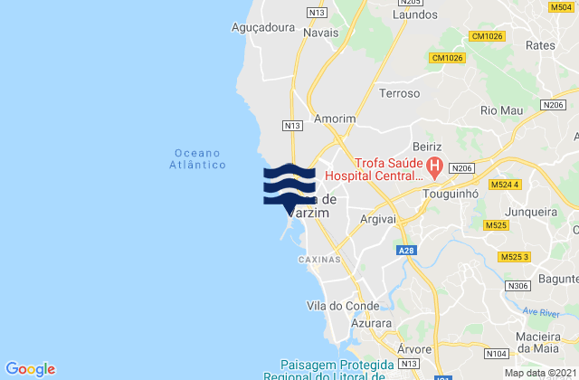 Mappa delle maree di Póvoa de Varzim, Portugal