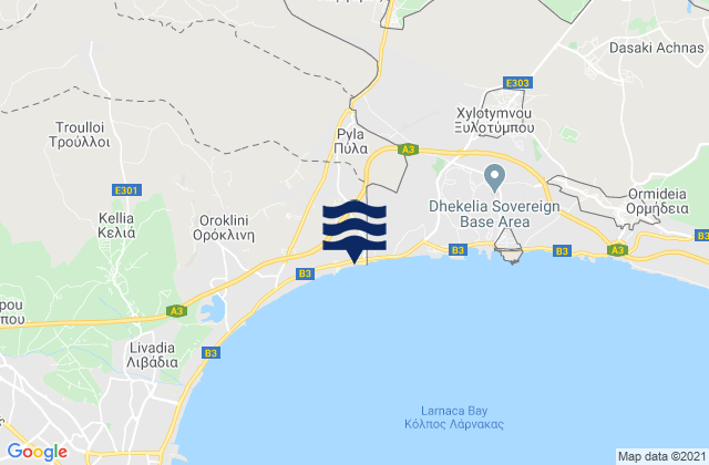 Mappa delle maree di Pýla, Cyprus