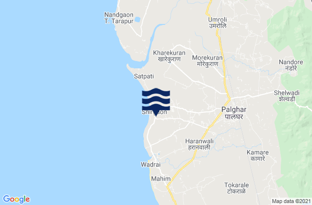 Mappa delle maree di Pālghar, India