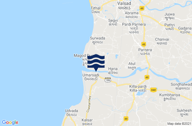 Mappa delle maree di Pārdi, India