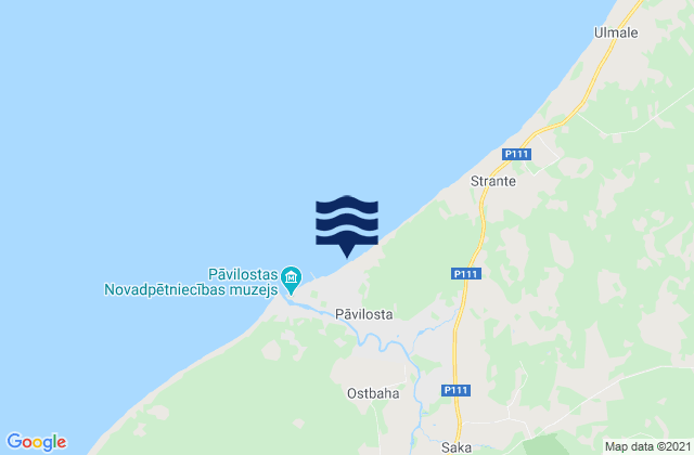 Mappa delle maree di Pāvilostas Novads, Latvia