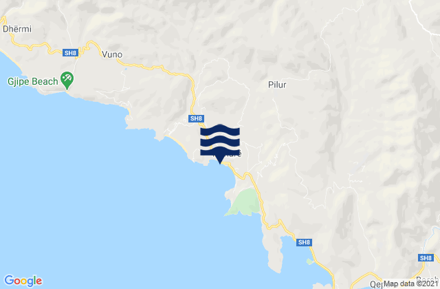 Mappa delle maree di Qarku i Vlorës, Albania