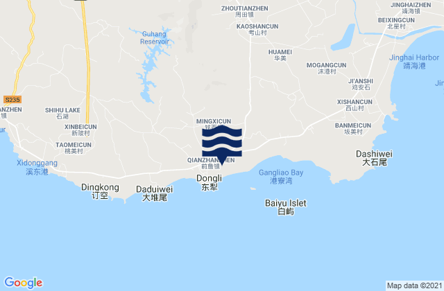 Mappa delle maree di Qianzhan, China