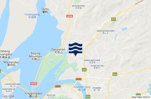 Mappa delle maree di Qinggang, China