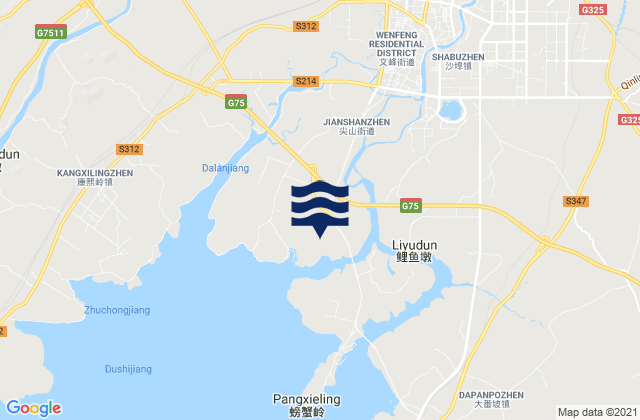 Mappa delle maree di Qinzhou, China