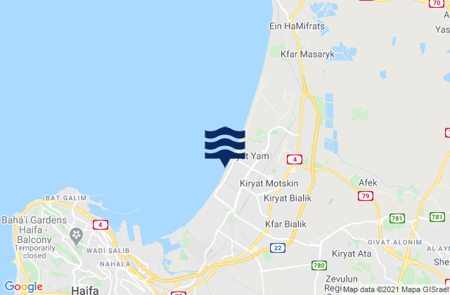 Mappa delle maree di Qiryat Ata, Israel