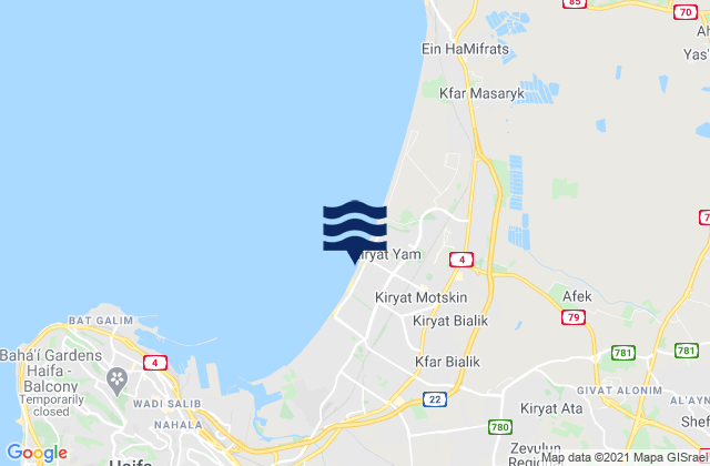 Mappa delle maree di Qiryat Moẕqin, Israel