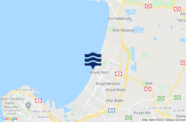 Mappa delle maree di Qiryat Yam, Israel