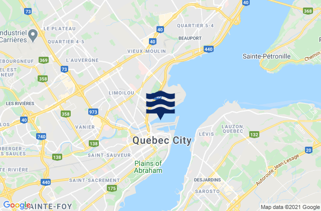 Mappa delle maree di Quai Irving, Canada