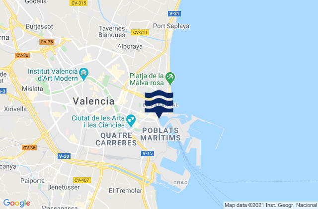 Mappa delle maree di Quart de Poblet, Spain