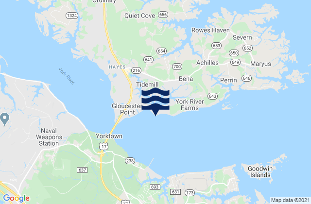 Mappa delle maree di Quarter Point, York River, United States